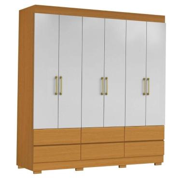 Imagem de Guarda Roupas Casal Com 6 Portas 6 Gavetas Porto Madeirado/off White