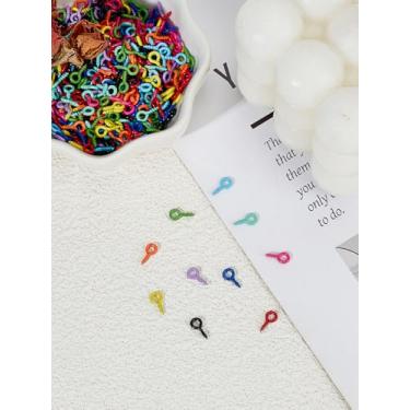 Imagem de 500 peças de pinos de pino de parafuso de ferro, pino de argola de metal pequeno conector de pino de fiança de cor mista para encantos, joias, artesanato, acessório, 8 x 4 x 1 mm, orifício: 2 mm, pino