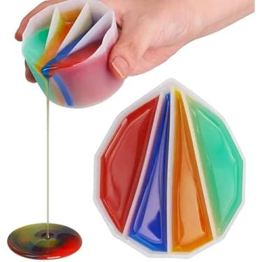 Imagem de Copos divididos de silicone, copos de mistura de resina reutilizáveis 2/3/4/5 canais, divisores de suprimentos de tinta, arte fluida para artesanato em resina, derramamento de tinta acrílica