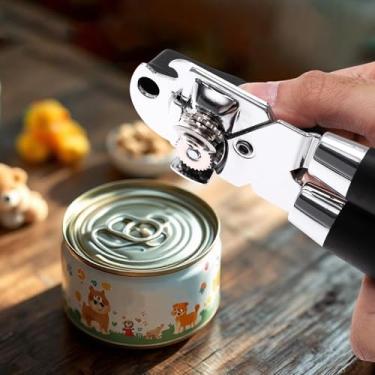 Imagem de Generic 1 abridor de latas portátil 3 em 1 abridor de latas e abridor de garrafas PP ferro prateado preto 4,9 x 20,5 cm