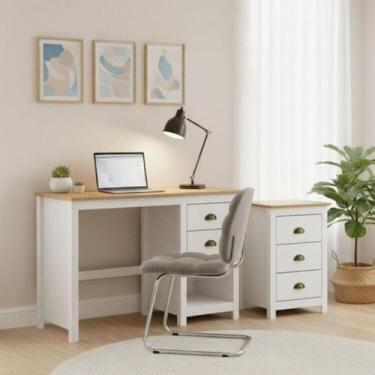 Imagem de Kit 2 Peças Escrivaninha C/ 2 Gavetas e Gaveteiro 3 gavetas 100% Madei