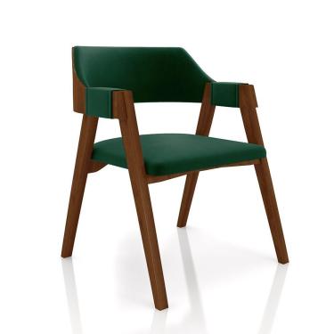 Imagem de Cadeira Sala De Jantar E Jogos Carteados Madeira Maciça Poker Veludo Verde/imbuia G42 - Gran Belo