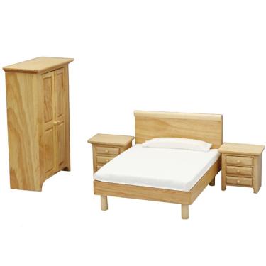 Imagem de Conjunto de quarto em miniatura, móveis de madeira para casa de bonecas, escala 1/12