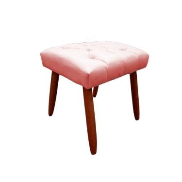 Imagem de Banqueta Puff Julia Pés Palito Banco Sala Puf Retangular Rose - Bemove