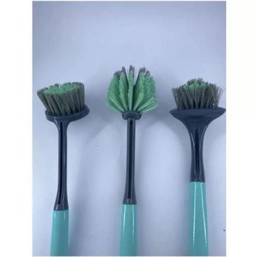 Imagem de Kit 3 Escovas Azul de Limpeza Para Cozinha Banheiro RRT - PRA VC