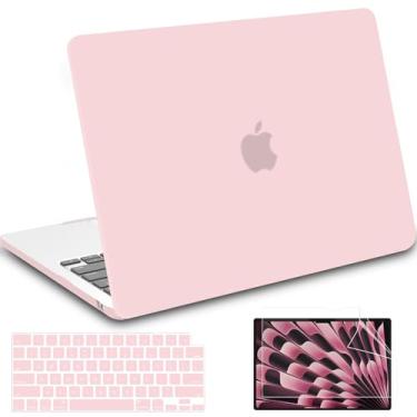 Imagem de B BELK Capa compatível com MacBook Air de 15 polegadas 2025 2024 2023 M4 M3 M2 modelo A3241 A3114 A2941, capa rígida protetora resistente para Mac Air de 15 polegadas + capa de teclado e protetor de