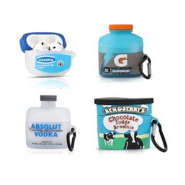 Imagem de Capa fofa para AirPods 4 (2024), capa de silicone XMBYGY com carregamento de desenho animado à prova de choque, capa protetora para fones de ouvido com mosquetão para homens e mulheres adolescentes (F