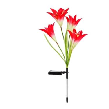 Imagem de Luminaria Solar Externa, Enfeite de Natal para Jardim Externo Rgb Led Prova D'áGua Ambiente Externo Diversos Modelos(Flor de Lírio Vermelho,3 pçs)