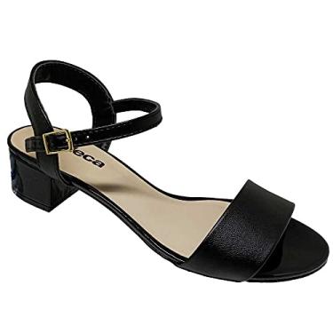 Imagem de Sandália Feminina Moleca Salto Grosso Verniz Preto 5259.805 Tamanho:35;Cor:Preto