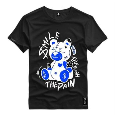 Imagem de Camisa Camiseta Estampado Urso Smile Black Style Blusa Premium 100% Al