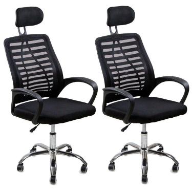 Imagem de Kit 2 Cadeiras Escritório Diretor Tela Mesh Encosto + E-book