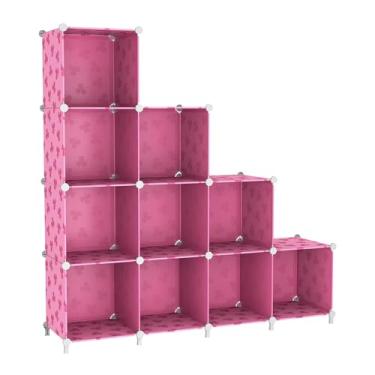 Imagem de UNKU Estante de prateleira aberta, organizador de armazenamento de 10 cubos, prateleira de exibição de 30 cm para CDs de livros, estante de livros DIY, prateleira de armazenamento ajustável para