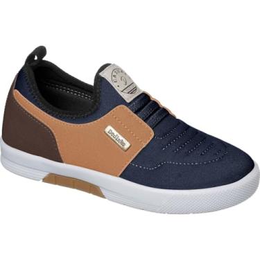 Imagem de Sapatênis Infantil Casual Urbano, Azul Marinho e Caramelo, com Elástico e Solado Antiderrapante (Azul/Caramelo, BR, Criança de 4 a 8 anos, Numérico, 32)