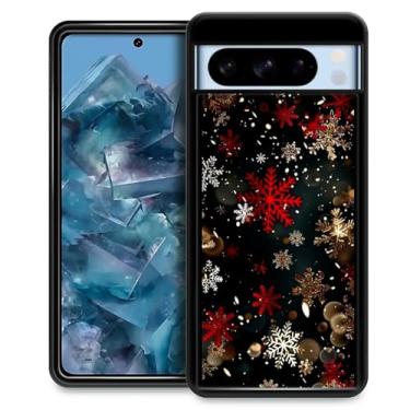 Imagem de FKBRCL4U Capa para Google Pixel 8 Pro, estampa de floco de neve vermelho brilhante design gráfico menina menino silicone macio acrílico proteção contra choque para Google Pixel 8 Pro