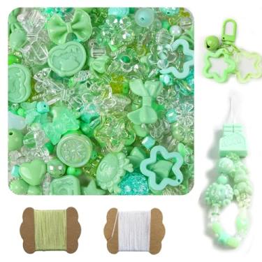 Imagem de Contas de acrílico sortidas de 500 g, 600 a 760 peças, contas fofas para fabricação de joias, 10 m, 0,8 mm, tira de nylon, flor, estrela, urso, arco, estética kawaii, berloques para pulseira, colar