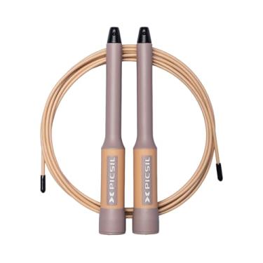 Imagem de PICSIL - Corda esfinge | Corda de salto giratório 360° | Sistema de rolamento duplo | Rápido e leve para fitness, boxe de treinamento cruzado | Cabo ajustável | Rolamento duplo | (Taupe)