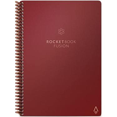 Imagem de Caderno reutilizável inteligente Rocketbook Fusion, com 1 caneta Pilot Frixion e 1 pano de microfibra, Scarlet Sky, tamanho executivo (15,2 x 22,3 cm)