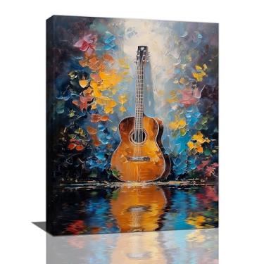 Imagem de Arte de parede de guitarra Graffiti instrumento de guitarra imagens pintura amante da música decoração de parede emoldurada decoração de arte para sala de música banheiro sala de estar quarto