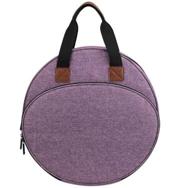 Imagem de LUMINFLY Bolsa de armazenamento de bordado, organizador de ponto cruz roxo, sacola de artesanato multicamadas com alça