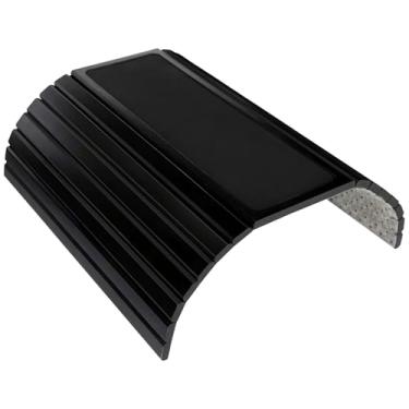 Imagem de Bandeja de braço de sofá com suporte de copo, organizador de apoio de braço de madeira dobrável, mesa de lanche preta para sala de estar