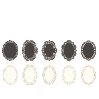 Imagem de Adesivo de renda autoadesivo branco preto decalques para scrapbooking papel adesivo de embrulho decorativo faça você mesmo suprimentos para diários paredes de fotos e decorações (Redonda)