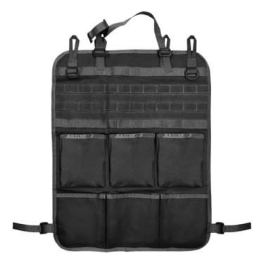 Imagem de Tuxihapp Painel tático Molle organizador traseiro para assento de carro, protetor de assento dianteiro impermeável com vários bolsos, tapete universal para crianças/animais de estimação, bolsa de