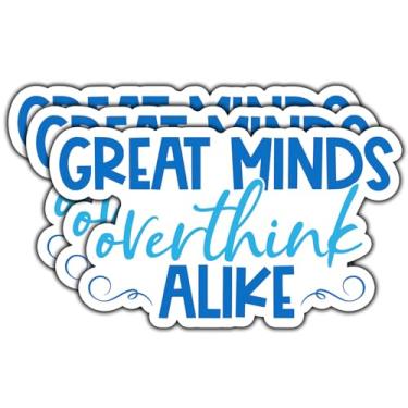 Imagem de Adesivo Great Minds Overthink Alike (3 peças) Adesivos de vinil à prova d'água com citações engraçadas para livros, laptops, telefone, garrafas de água, copo Kindle de 7 cm