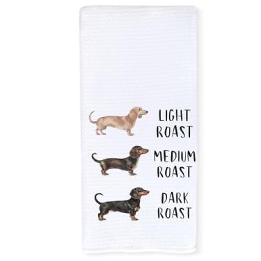 Imagem de Qnhij Toalhas de cozinha engraçadas de dachshund, presentes de cachorro Weiner para mulheres e homens, toalhas de mão decorativas de dachshund claro médio escuro para banheiro, decoração de banheiro