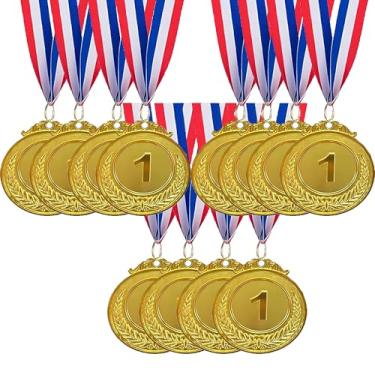 Imagem de Pacote com 12 medalhas de ouro para prêmio de 1º lugar, medalha esportiva de vencedor de estilo olímpico para crianças e adultos, prêmios para cerimônias de competição, eventos e celebrações, 5 cm