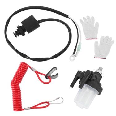 Imagem de Dokili 6E9-82575 Interruptor universal Kill Stop com cordão e filtro de combustível para motor de popa Yamaha 9,9HP 15HP 25HP 30HP 40HP 2 tempos 6E9-82575-02-00 61N-24560-00-00