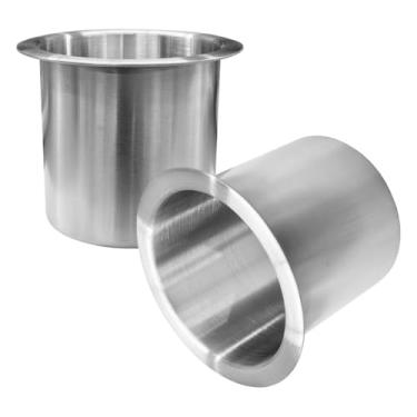 Imagem de Tuxihapp 2 peças de suporte de copo de aço inoxidável de 3,3 polegadas – Suporte de bebida prata para mesa de pôquer, sofá, carro, trailer, barco, caminhão, iate, banco, mesa de jantar e móveis
