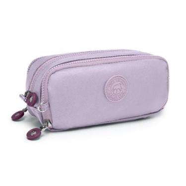 Imagem de Estojo Escolar Triplo 3 Divisórias Zíper C/ Chaveiro Da Kika - D Prese