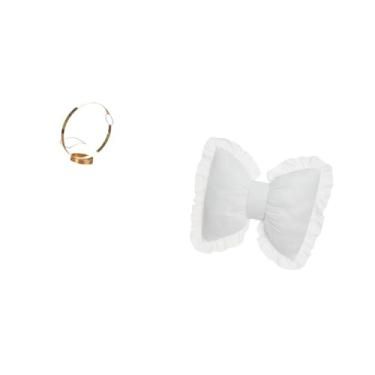 Imagem de Fenteer Suporte para Garrafas de Vinho em Ferro com Almofada de Laço Bonito para Decoração Moderna de Casa, Organizador Confortável de Cabeceira para Sala de