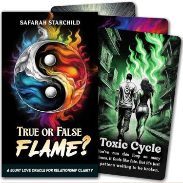 Imagem de Metaphoracle True or False Flame? A Blunt Love Oracle for Relationship Clarity by Safarah Starchild - Deck of 64 Tarot Sized Cards with Keywords and Meanings on Them
