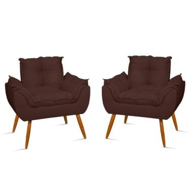 Imagem de Kit 02 Cadeiras Poltronas Opala Suede Cor:marrom