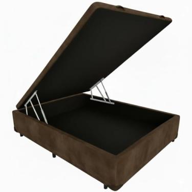Imagem de Cama Box Baú Casal Blindado Diversas Cores - (138x188x42) (Suede Marrom)