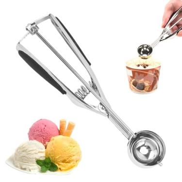 Imagem de Shakven Colher de cozimento, Colher de sorvete,Colher de almôndega de aço inoxidável | Colher de sorvete pequena com liberação de gatilho para assar, biscoitos, frutas e sorvetes