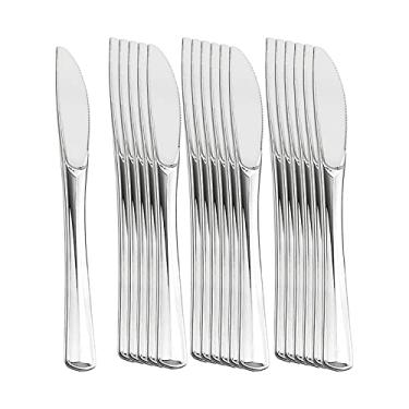 Imagem de Matybobe Conjunto de talheres de plástico com 18 peças, minimalista, descartável, conjunto de louça para festa, casamento, aniversário, piquenique, churrasco, aniversário de Natal, aniversário