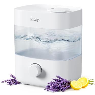 Imagem de Umidificadores para quarto, tanque de 2L para tempo de névoa silenciosa de 15H 20dB, bicos duplos, desligamento automático, bocal de 360°, umidificação ultrassônica rápida para berçário e plantas