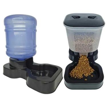 Imagem de KIT BEBEDOURO 10L COMEDOURO/TRATADOR 8L/3,5KG AUTOMÁTICO CÃES E GATOS (PRETO)