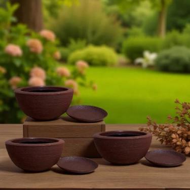 Imagem de Vaso Bacia para Planta Suculntas Cactos Flores (Marrom)