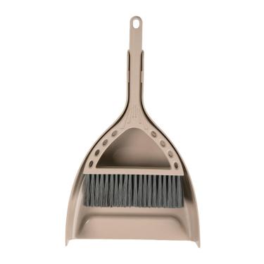 Imagem de BSMstone Conjunto de mini vassoura e pá de lixo pequeno conjunto de escova e bandeja de poeira perfeito para mesa, escritório, acampamento, dormitório, RV Essentials (Cáqui)