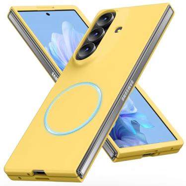 Imagem de AYSZNBLA Capa magnética para Galaxy Z Fold 7, capa de PC fosca para mulheres, homens, meninas, meninos, proteção contra quedas, capa fofa durável para Galaxy Z Fold 7, amarelo 11,40