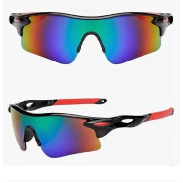 Imagem de Óculos de Sol Esportivo UV400 Ciclismo, Design Moderno, Lentes Espelhadas Coloridas, Armação Durável em Policarbonato Proteção Anti-embaçamento (Preto e Vermelho)