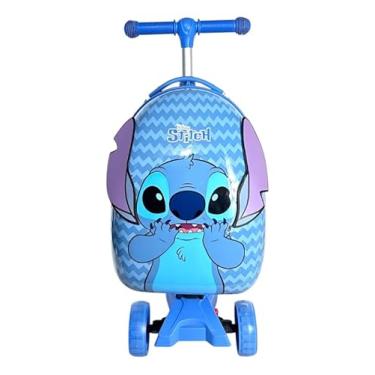 Imagem de Mala Patinete Infantil Escolar Viagem Mochila Stitch Cor Azul