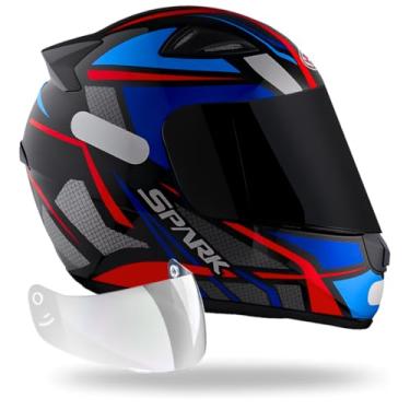 Imagem de Capacete Ebf Spider Azul C/Narigueira + Viseira Fumê (56)