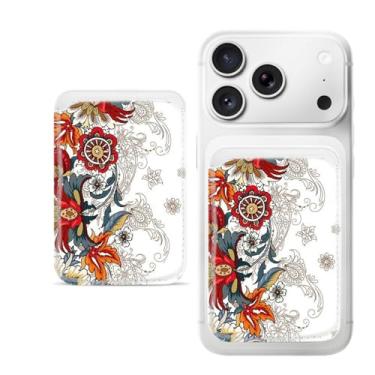 Imagem de Suporte magnético para iPhone, carteira fina de couro PU, capa para cartão, capa traseira para cartão, acessório de telefone fofo