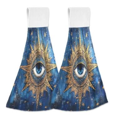 Imagem de Wassud Toalhas de mão penduradas de cozinha, pacote com 2, toalhas de banheiro super macias com olho turco com laços de adesivo mágico, toalha de secagem rápida altamente absorvente para banho