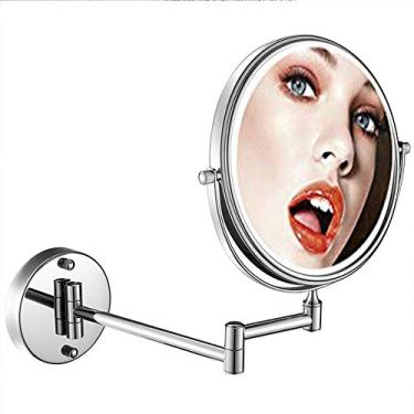Imagem de Espelho de maquiagem montado na parede com ampliação, extensível de dois lados, rotação de 360 graus, braço extensível, redondo, sem luz