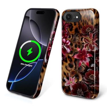 Imagem de Flivro Capa magnética para iPhone 16e, compatível com capa rígida Magsafe PC e amortecedor interno de silicone, antiarranhões, à prova de impacto, design fino, vintage, flor de lírio e leopardo